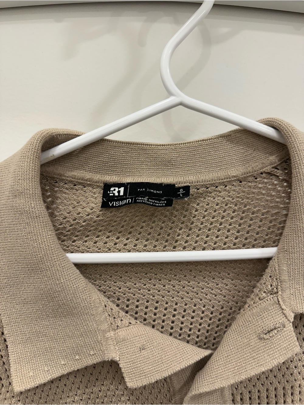Le 30 Simons 100% cotton Men's Short-Sleeve Knit Polo Shirt - Beige - Picture 4 of 6